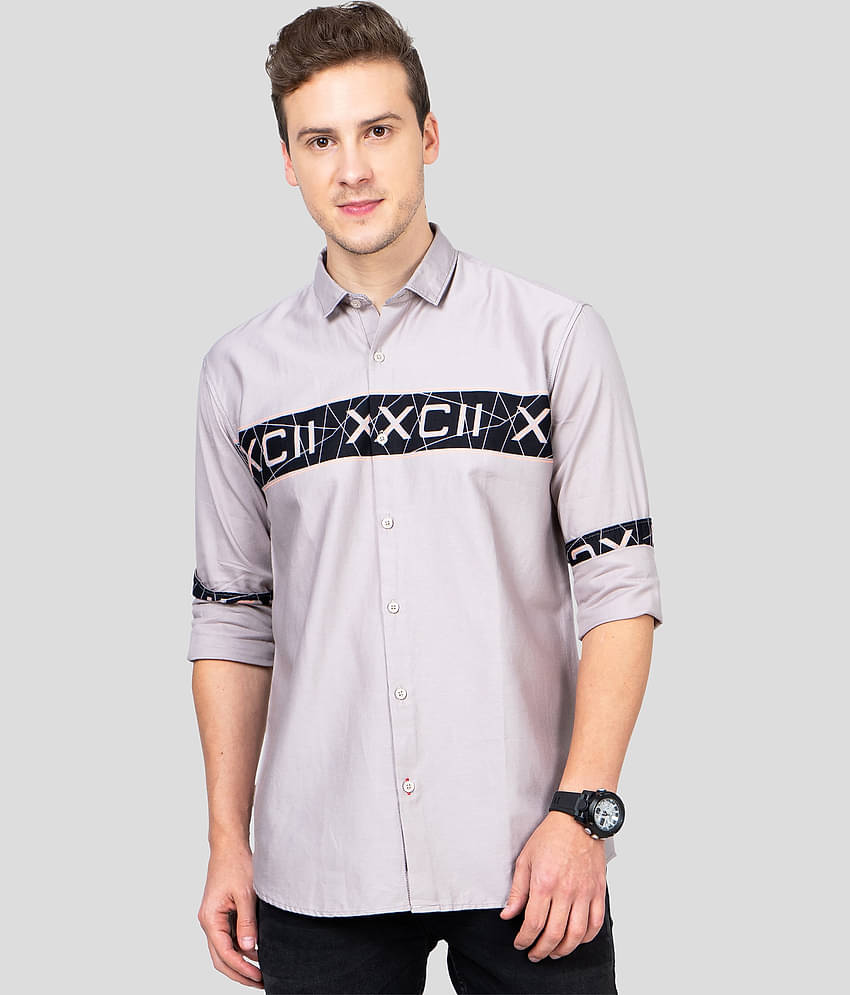 Paul Street Cotton Blend Slim Fit Colorblock Men's Casual Shirt - Grey ( Pack of 1 )