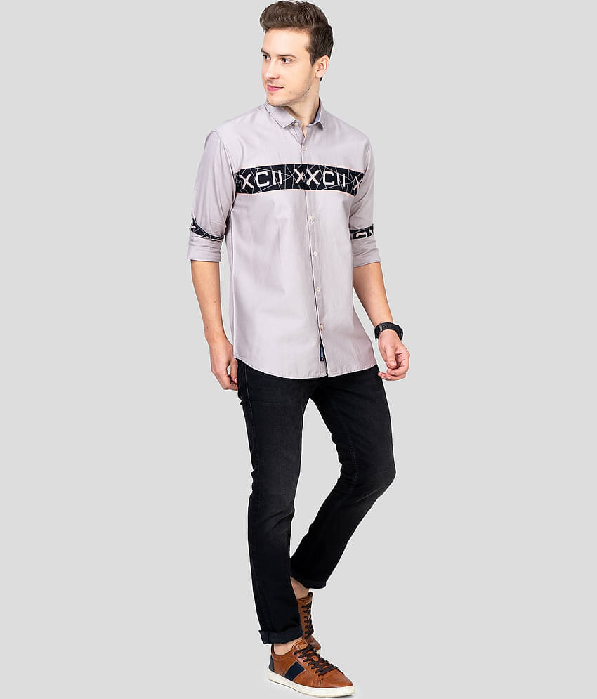 Paul Street Cotton Blend Slim Fit Colorblock Men's Casual Shirt - Grey ( Pack of 1 )