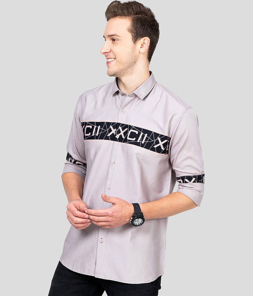 Paul Street Cotton Blend Slim Fit Colorblock Men's Casual Shirt - Grey ( Pack of 1 )