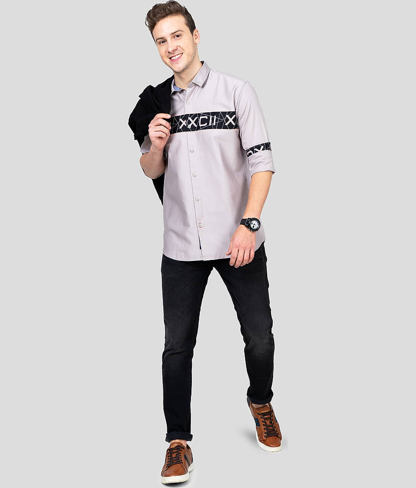 Paul Street Cotton Blend Slim Fit Colorblock Men's Casual Shirt - Grey ( Pack of 1 )