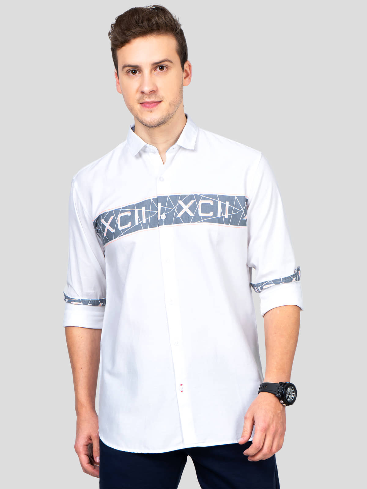 Paul Street Cotton Blend Slim Fit Colorblock Men's Casual Shirt - White ( Pack of 1 )