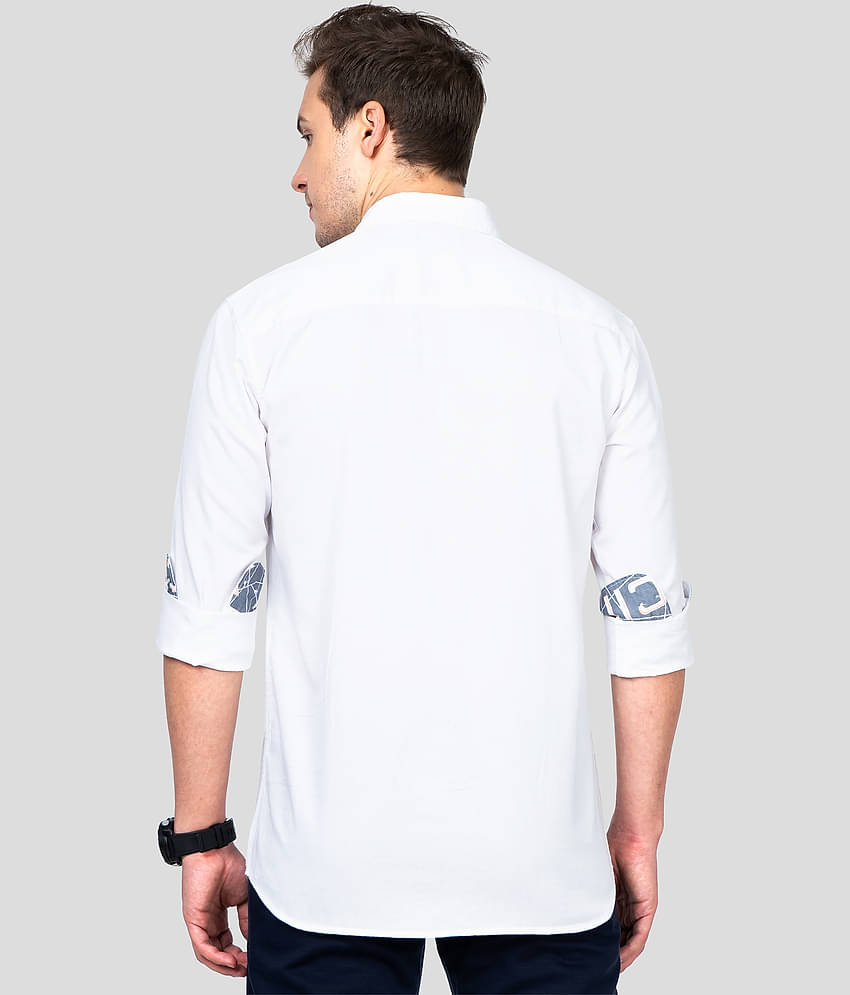 Paul Street Cotton Blend Slim Fit Colorblock Men's Casual Shirt - White ( Pack of 1 )