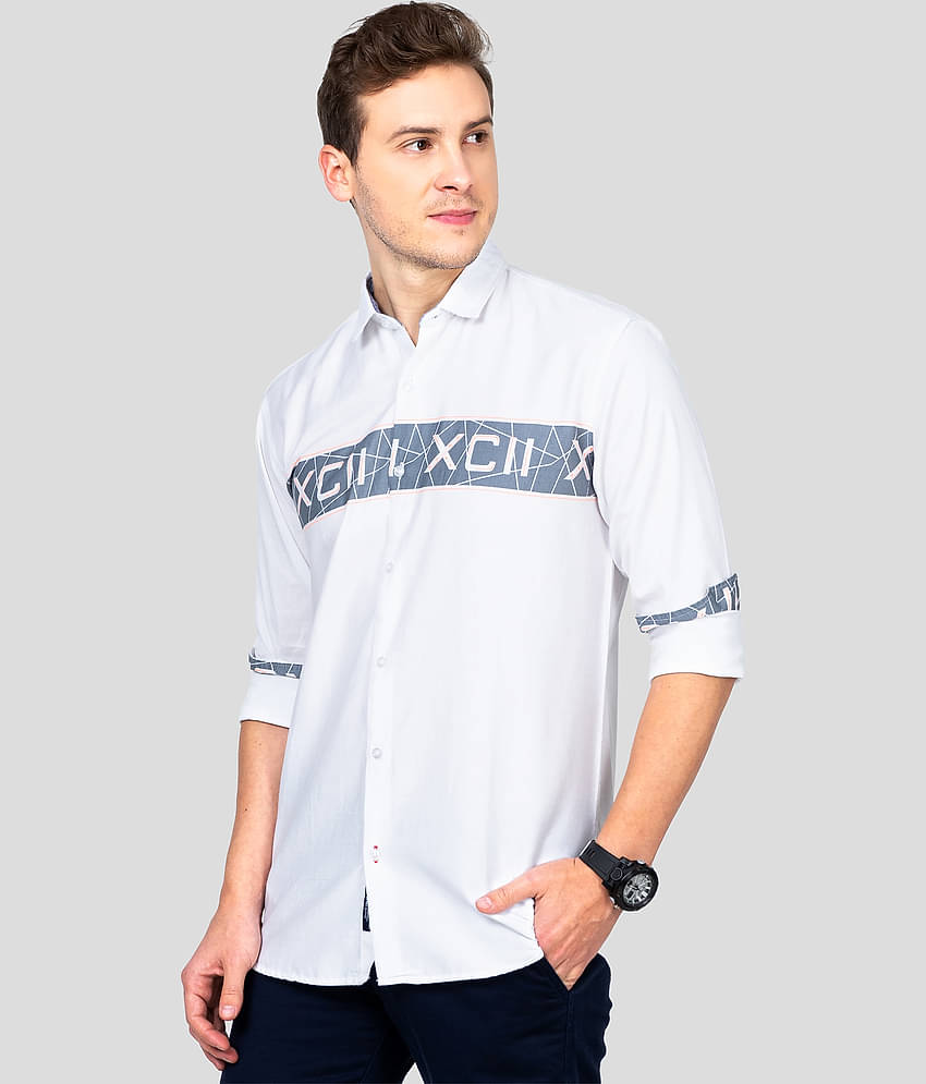 Paul Street Cotton Blend Slim Fit Colorblock Men's Casual Shirt - White ( Pack of 1 )