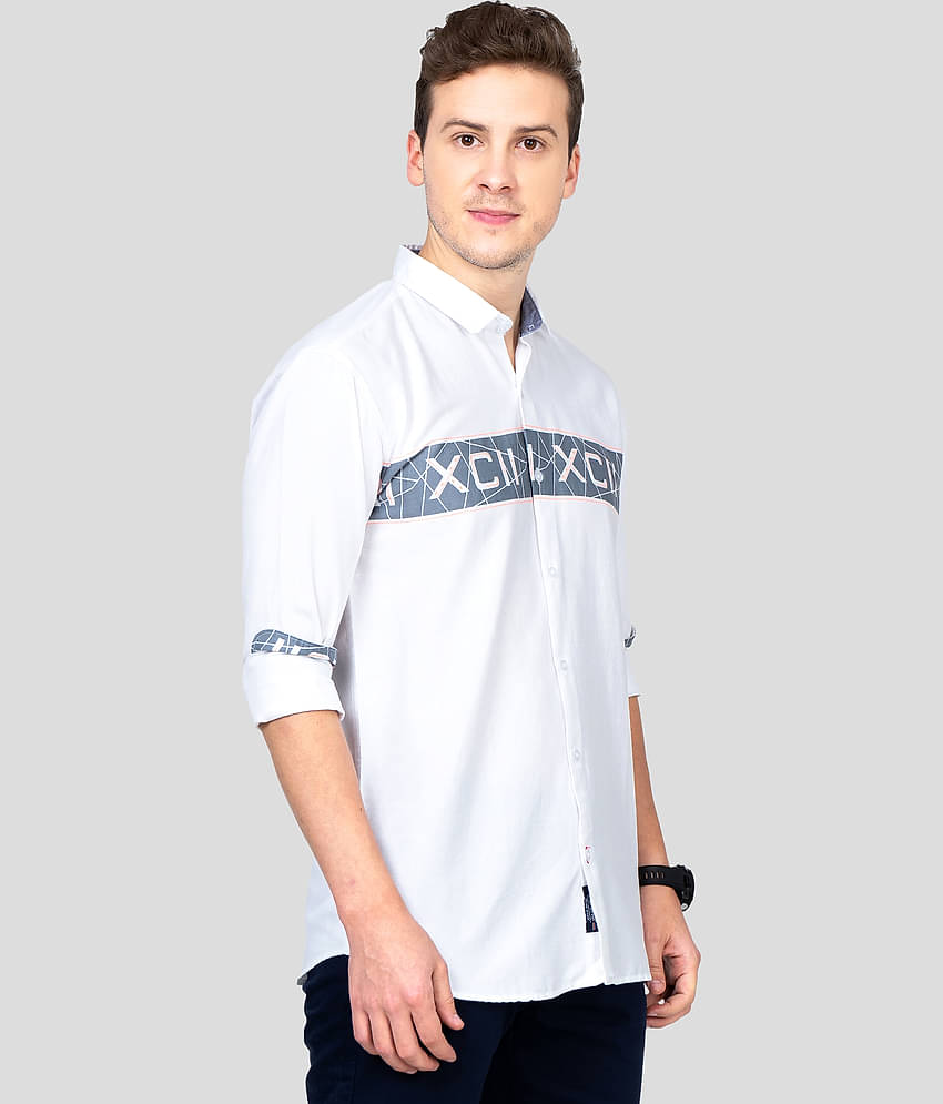Paul Street Cotton Blend Slim Fit Colorblock Men's Casual Shirt - White ( Pack of 1 )