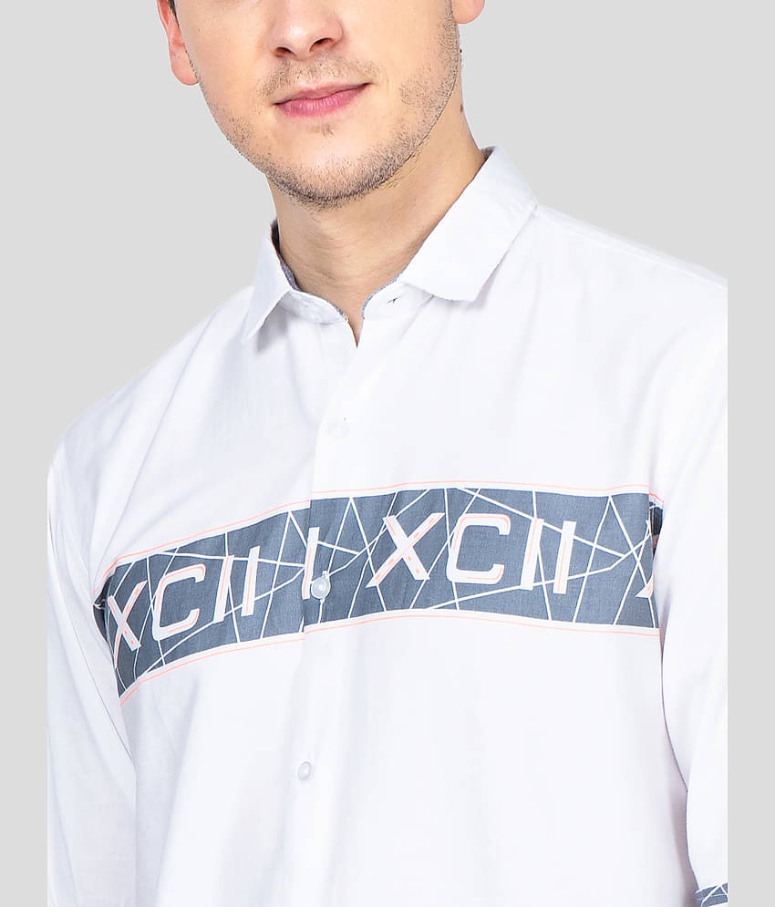 Paul Street Cotton Blend Slim Fit Colorblock Men's Casual Shirt - White ( Pack of 1 )