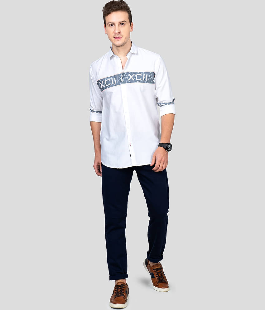 Paul Street Cotton Blend Slim Fit Colorblock Men's Casual Shirt - White ( Pack of 1 )