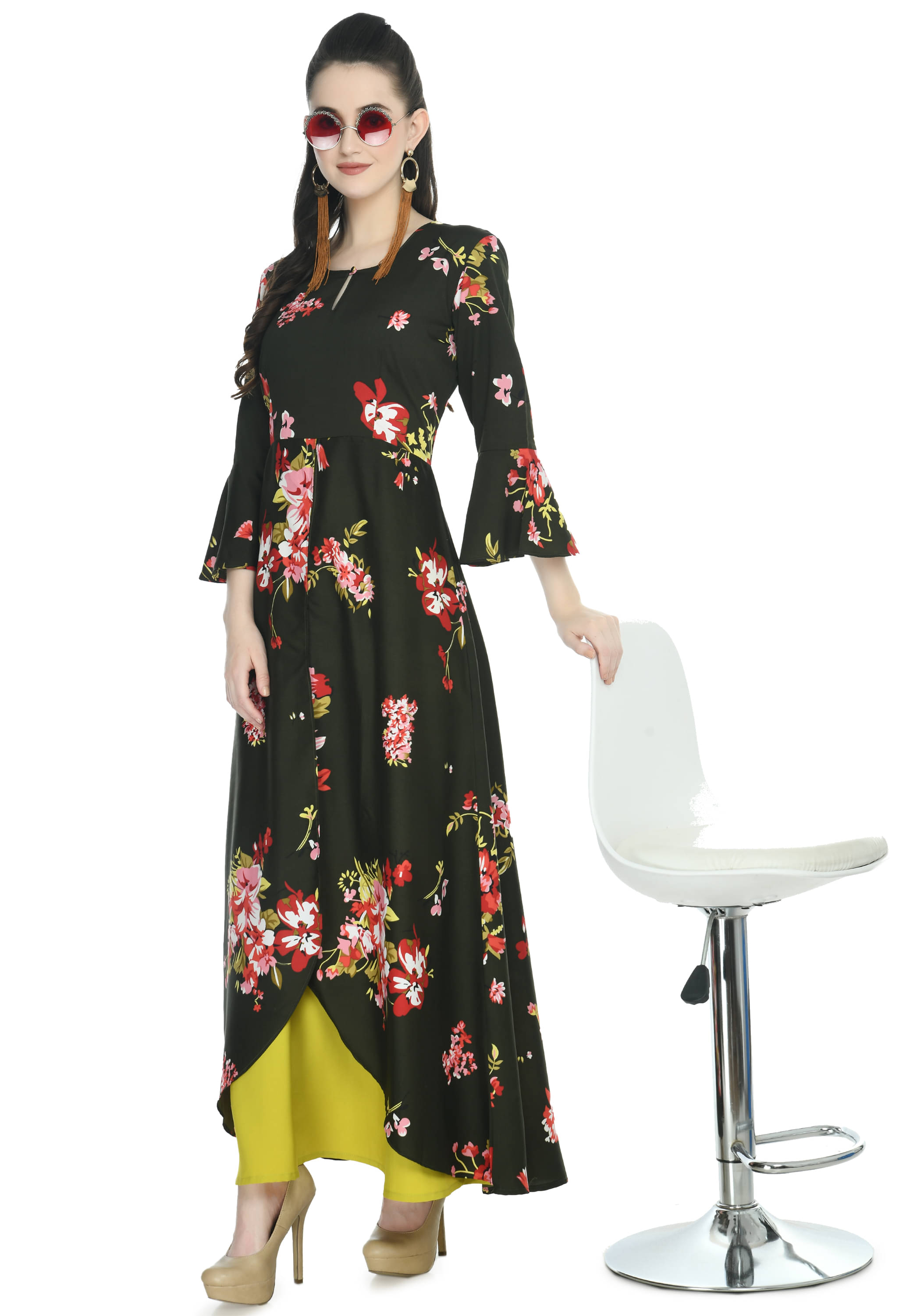     			Rudrakriti Women Crepe A-line Dress ( Black )