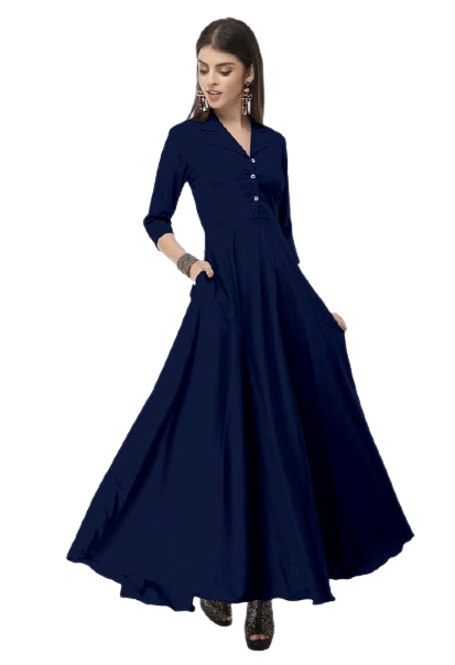 Rudrakriti Women Crepe A-line Dress ( Blue )
