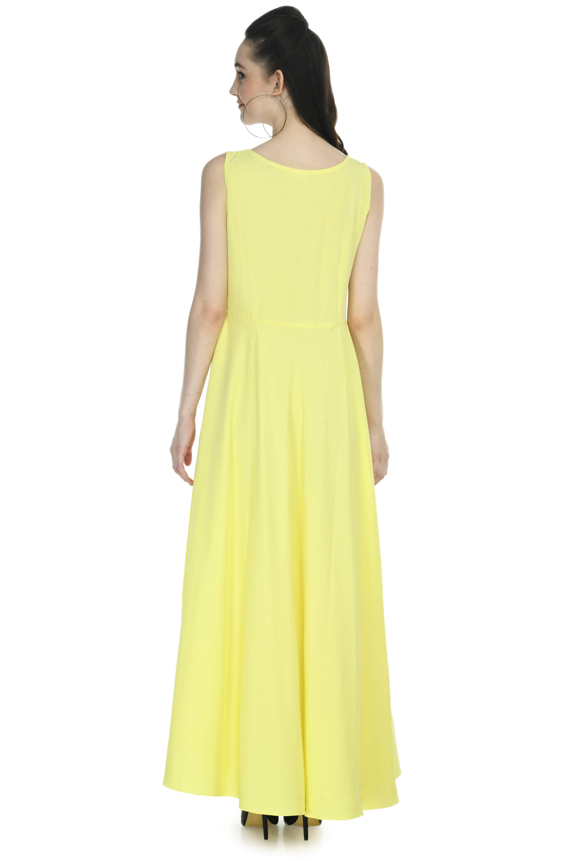 Rudrakriti Women Crepe Ethnic Dress ( Yellow ) Rudrakriti Women Crepe Ethnic Dress ( Yellow )