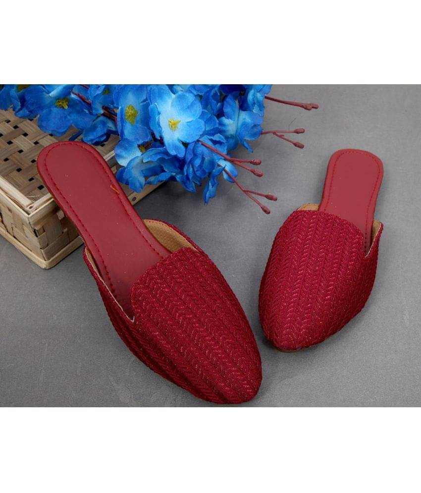     			Anjaneya Creations - Maroon Women's Mules
