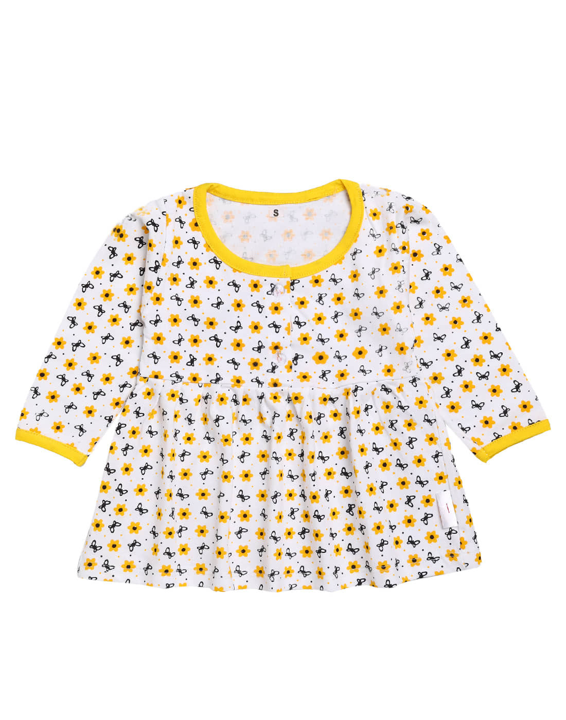 Babeezworld Baby Girls 100% Cotton Frocks ( Yellow )