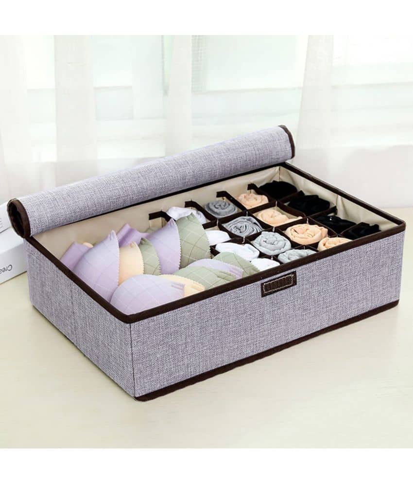 House of Quirk Innerwear Organizer 15+1 Compartment Non-Smell Non Woven Foldable Fabric Storage Box for Closet