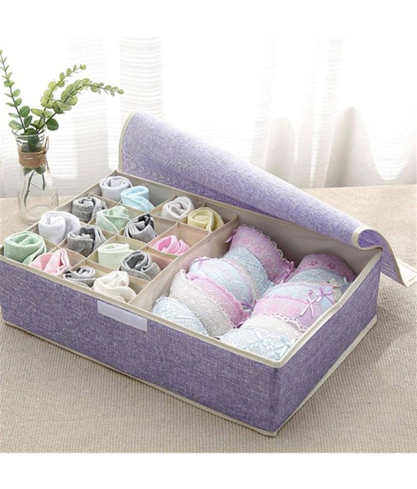 House of Quirk Innerwear Organizer 15+1 Compartment Non-Smell Non Woven Foldable Fabric Storage Box for Closet