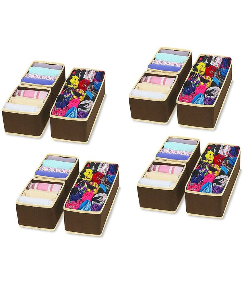     			House of Quirk Storage Box Set of 3 Closet Dresser Drawer Organizer Cube Basket Bins Containers Divider with Drawers for Underwear, Bras, Socks, Ties, Scarves