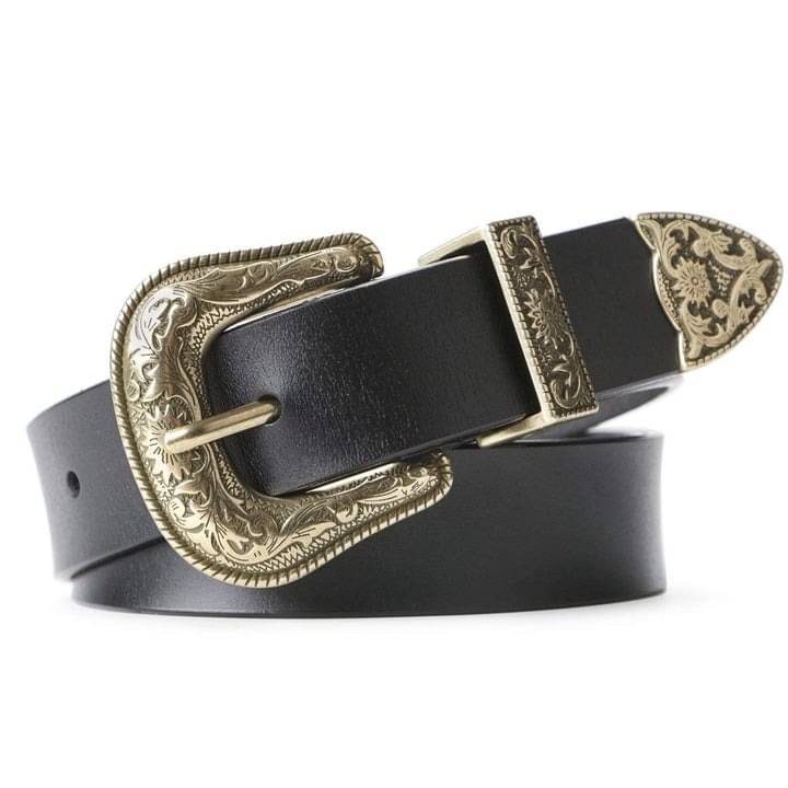     			Loopa Women's Black Leather Casual Belt ( Pack of 1 )