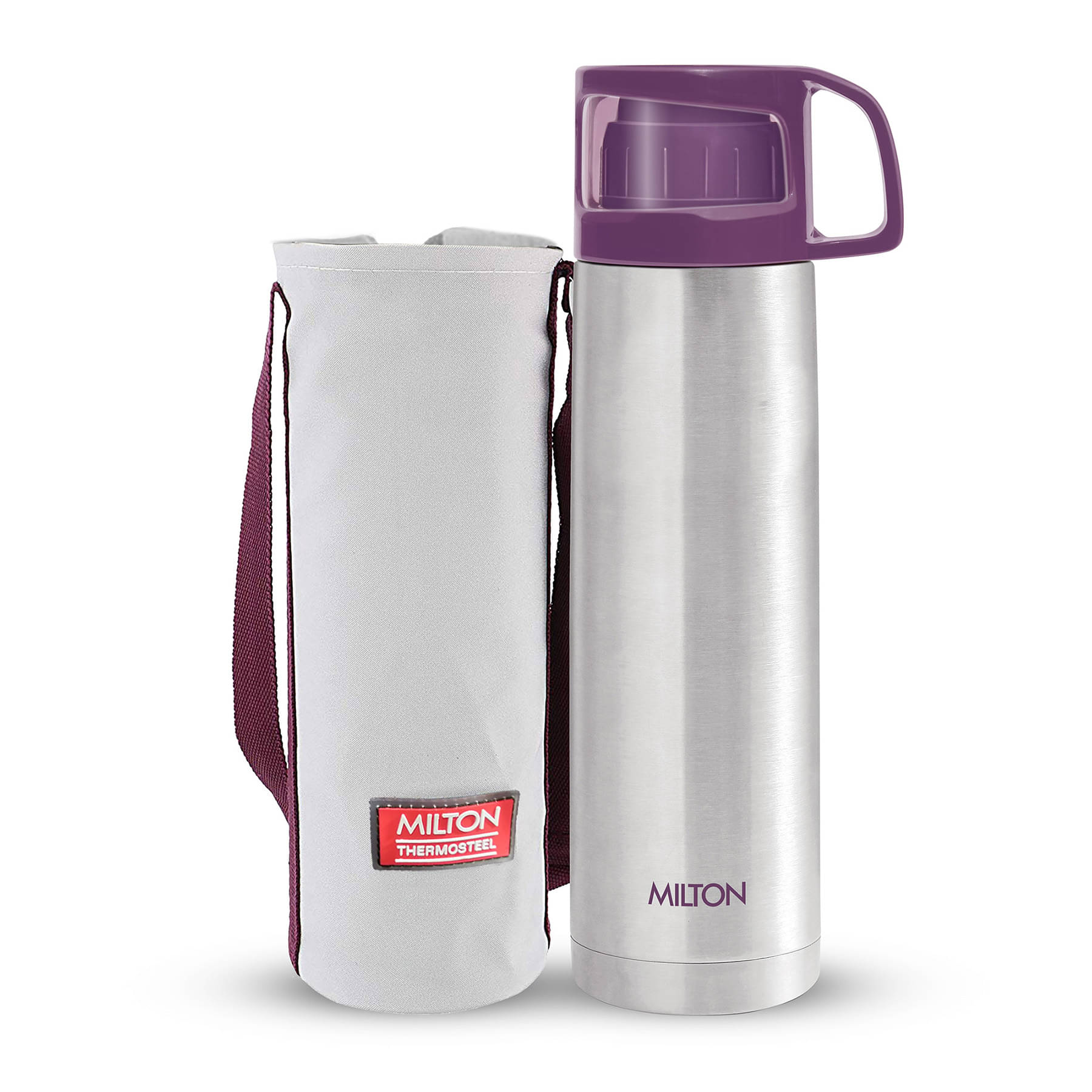     			Milton Glassy 1000 Thermosteel 24 Hours Hot and Cold Water Bottle with Drinking Cup Lid, 1000 ml, Purple