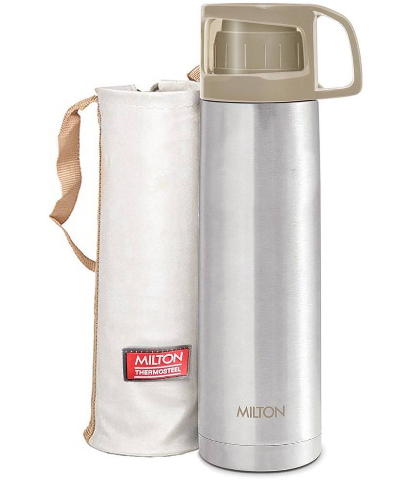     			Milton Glassy 500 Thermosteel 24 Hours Hot and Cold Water Bottle with Drinking Cup Lid, 500 ml, Grey