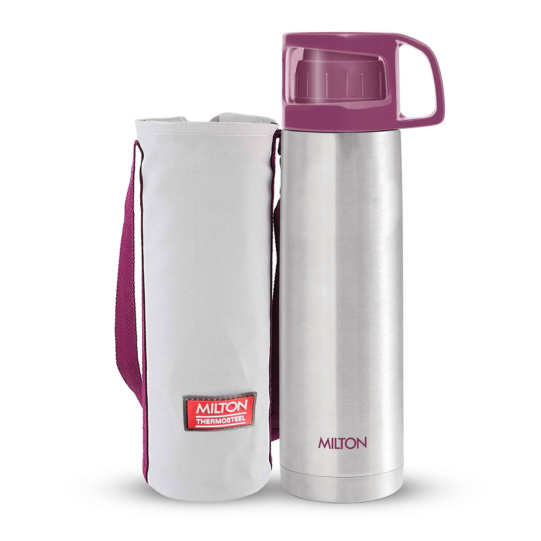 Milton Glassy 750 Thermosteel 24 Hours Hot and Cold Water Bottle with Drinking Cup Lid, 750 ml, Pink     			Milton Glassy 750 Thermosteel 24 Hours Hot and Cold Water Bottle with Drinking Cup Lid, 750 ml, Pink