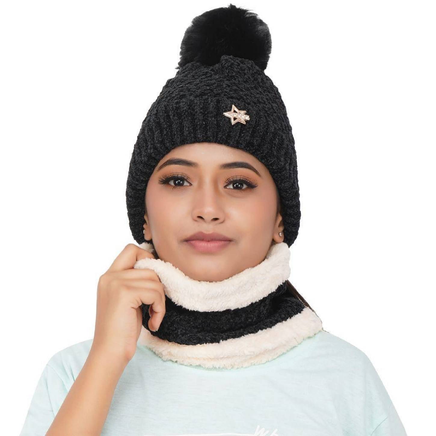    			PENYAN Black Wool Caps