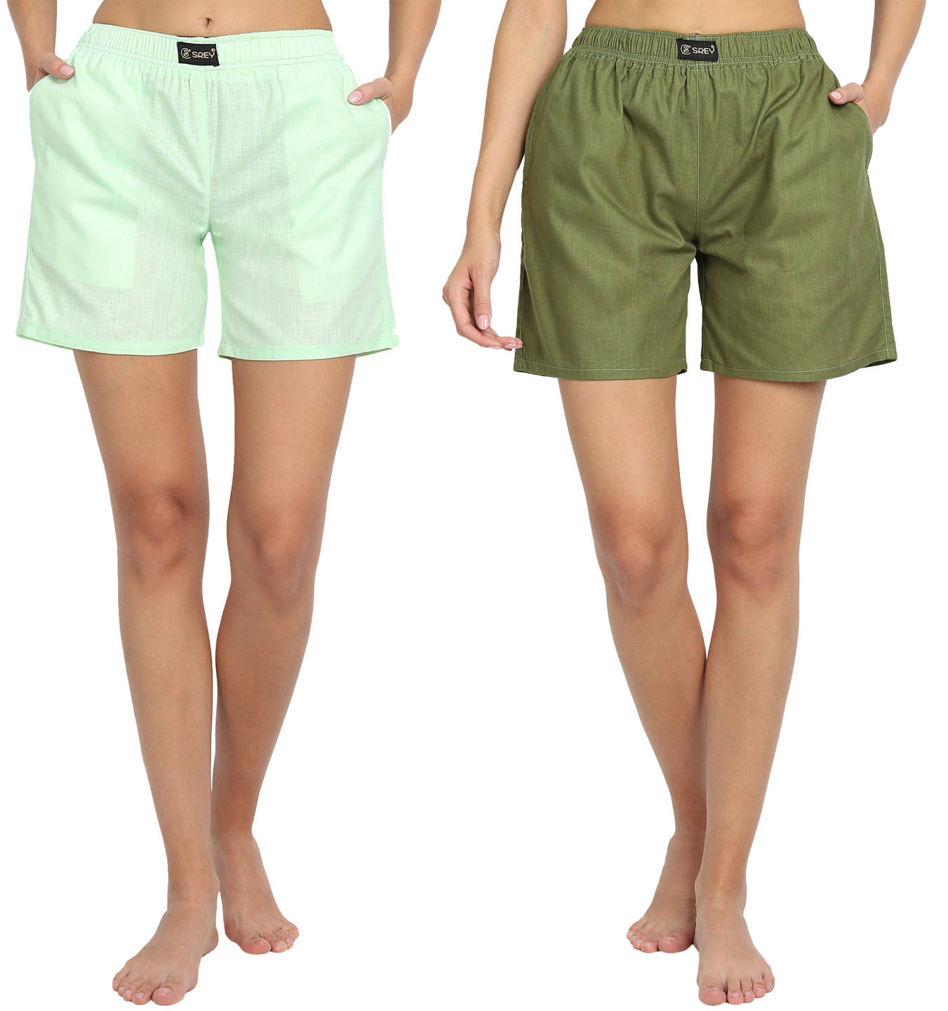     			SREY Cotton Bermuda - Green Pack of 2