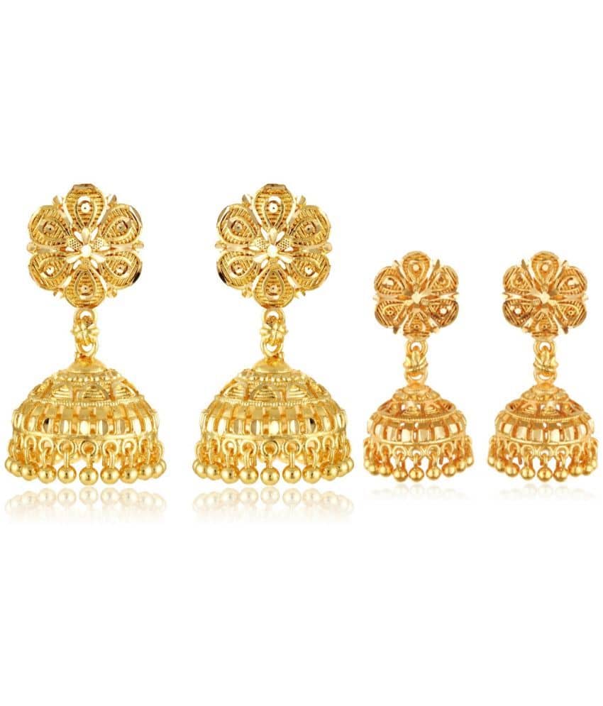 Vighnaharta Everyday wear Gold plated alloy Earring, Jhumki, Jhumki Earring for Women and Girls ( Pack of - 2 pair Earring) {VFJ1265-1494ERG} - Earrings | Buy online on ZillyBuy