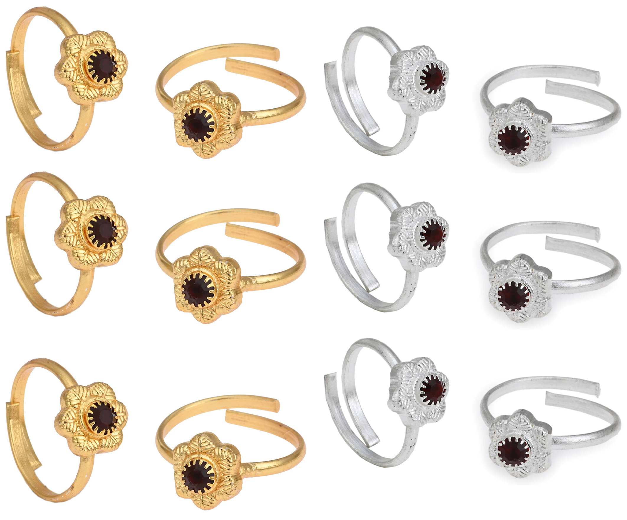     			AanyaCentric Gold & Silver Plated 6 Pair Toe Rings