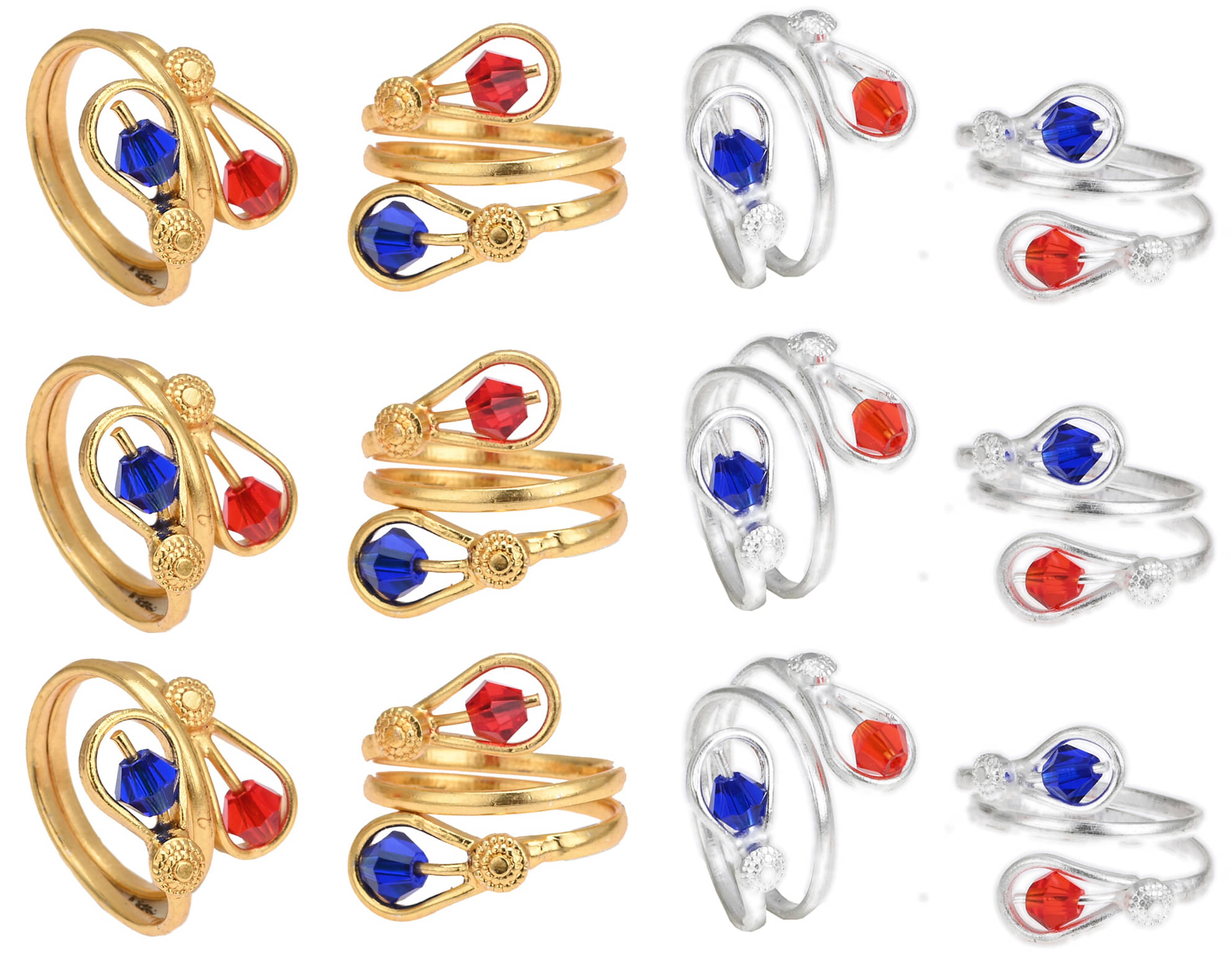     			AanyaCentric Gold & Silver Plated 6 Pair Toe Rings