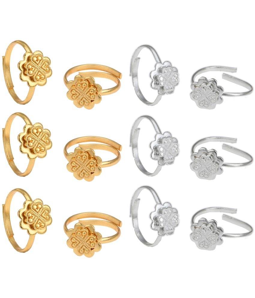     			AanyaCentric Gold & Silver Plated 6 Pair Toe Rings
