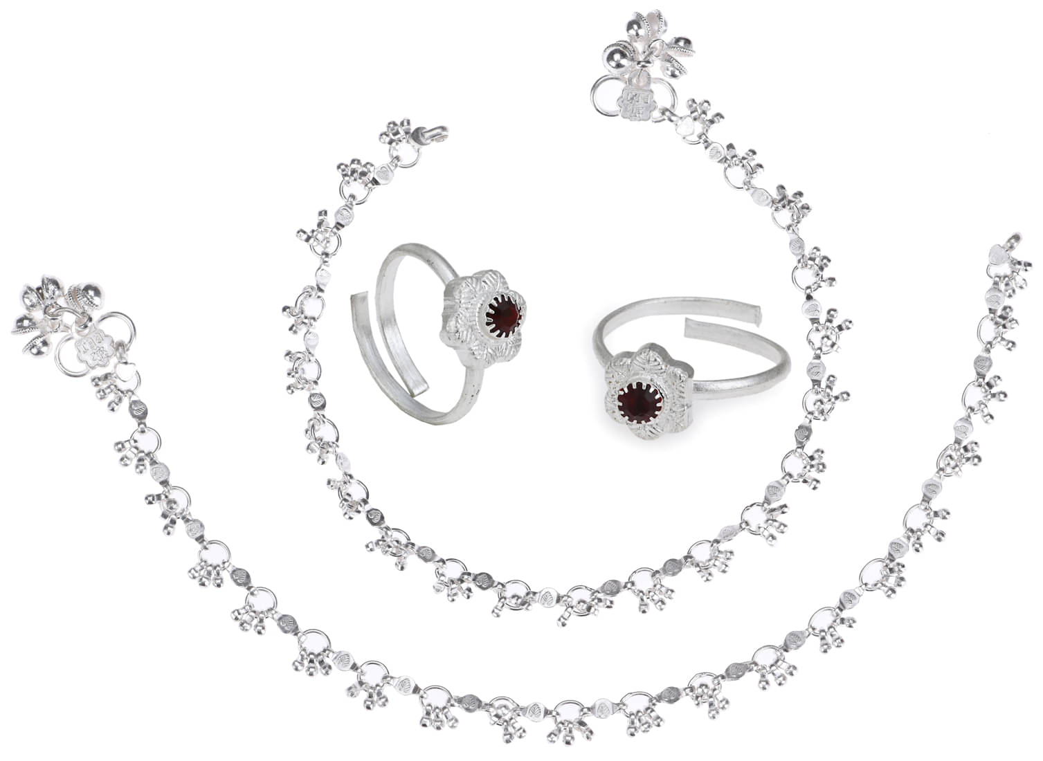 AanyaCentric Silver Plaed 1 Pair Anklet & 1 Pair Toe Ring Combo AanyaCentric Silver Plaed 1 Pair Anklet & 1 Pair Toe Ring Combo