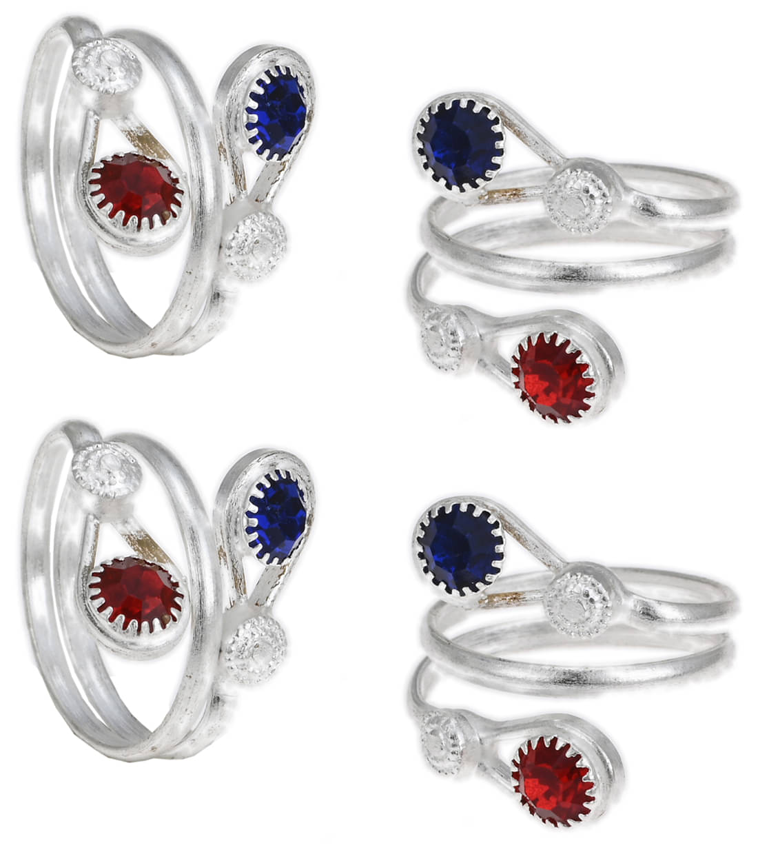     			AanyaCentric - Silver Toe Rings ( Pack of 4 )