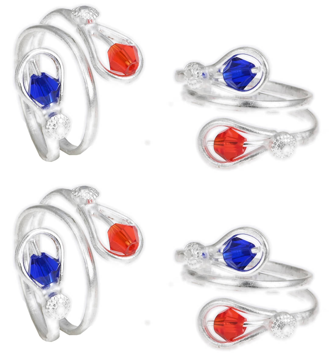 AanyaCentric Silver Plated 2 Pair Toe Rings AanyaCentric Silver Plated 2 Pair Toe Rings
