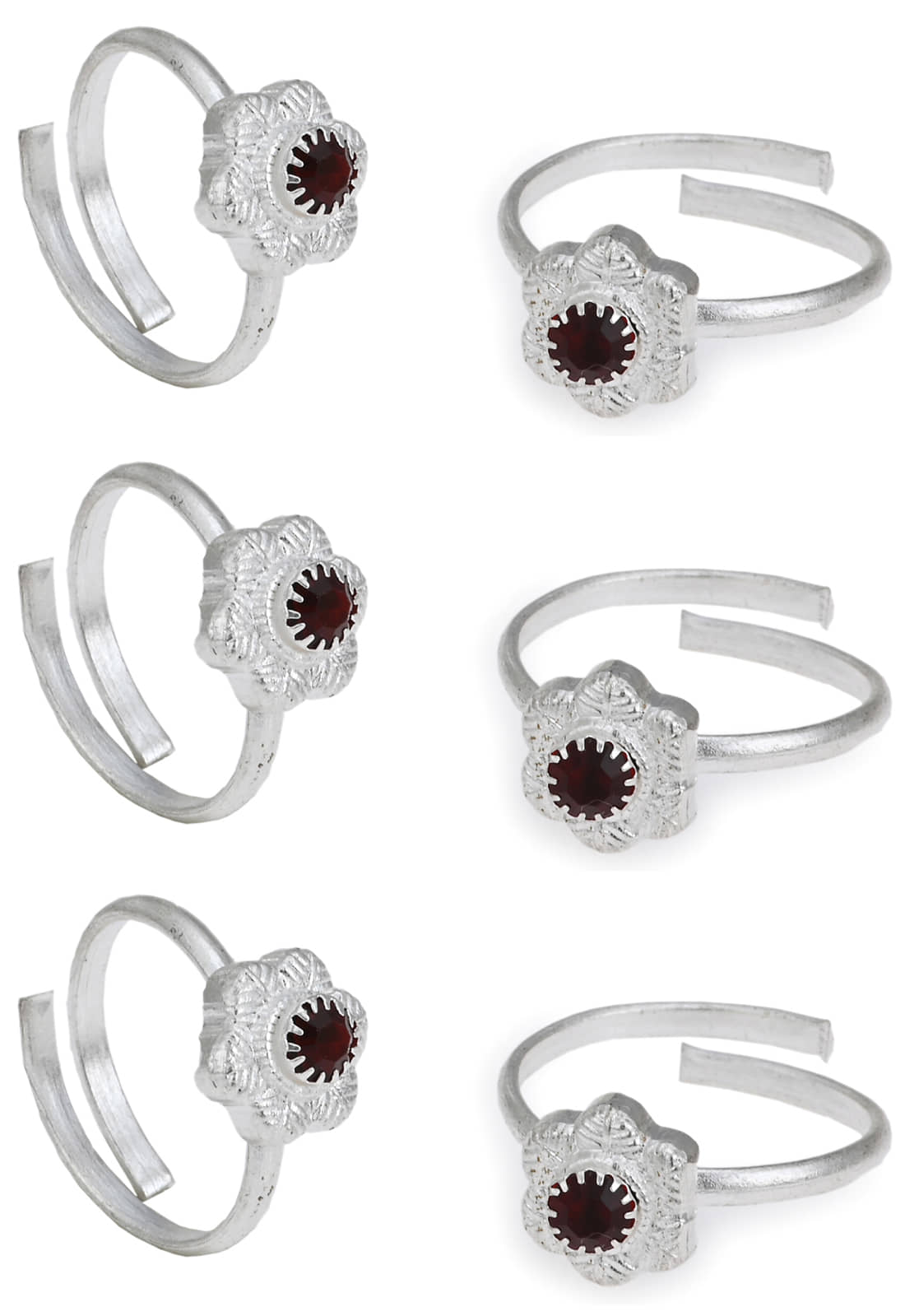 AanyaCentric Silver Plated 3 Pair Toe Rings - Anklets | Buy online on ZillyBuy