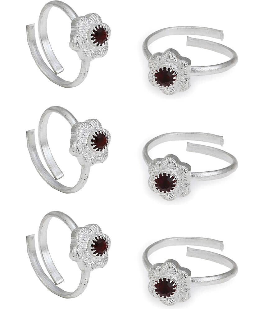 AanyaCentric Silver Plated 3 Pair Toe Rings - Anklets | Buy online on ZillyBuy