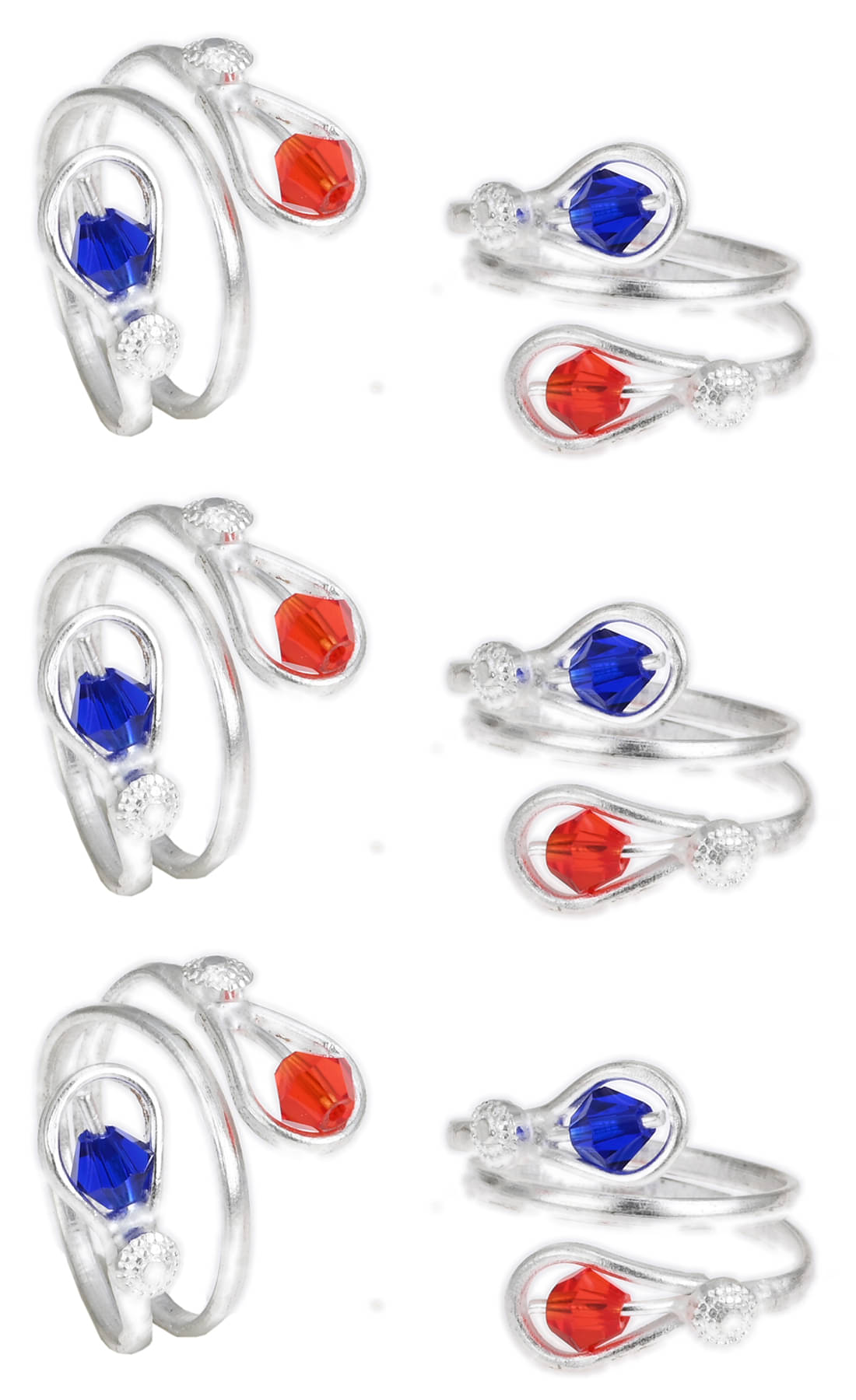 AanyaCentric Silver Plated 3 Pair Toe Rings AanyaCentric Silver Plated 3 Pair Toe Rings