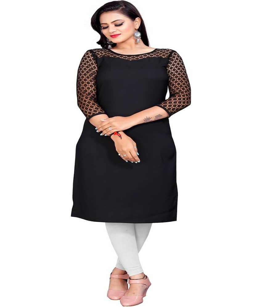 Dream Beauty Fashion - Black Crepe Women's Straight Kurti ( Pack of 1 ) - Kurtis, Tunics | Buy online on ZillyBuy