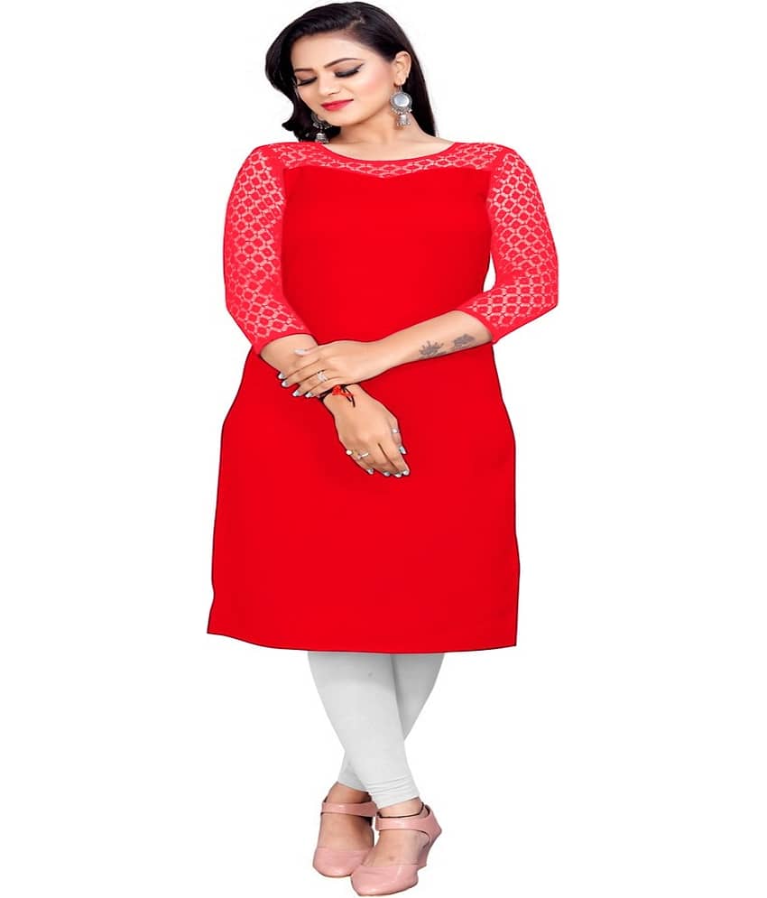 Dream Beauty Fashion - Red Crepe Women's Straight Kurti - Kurtis, Tunics | Buy online on ZillyBuy