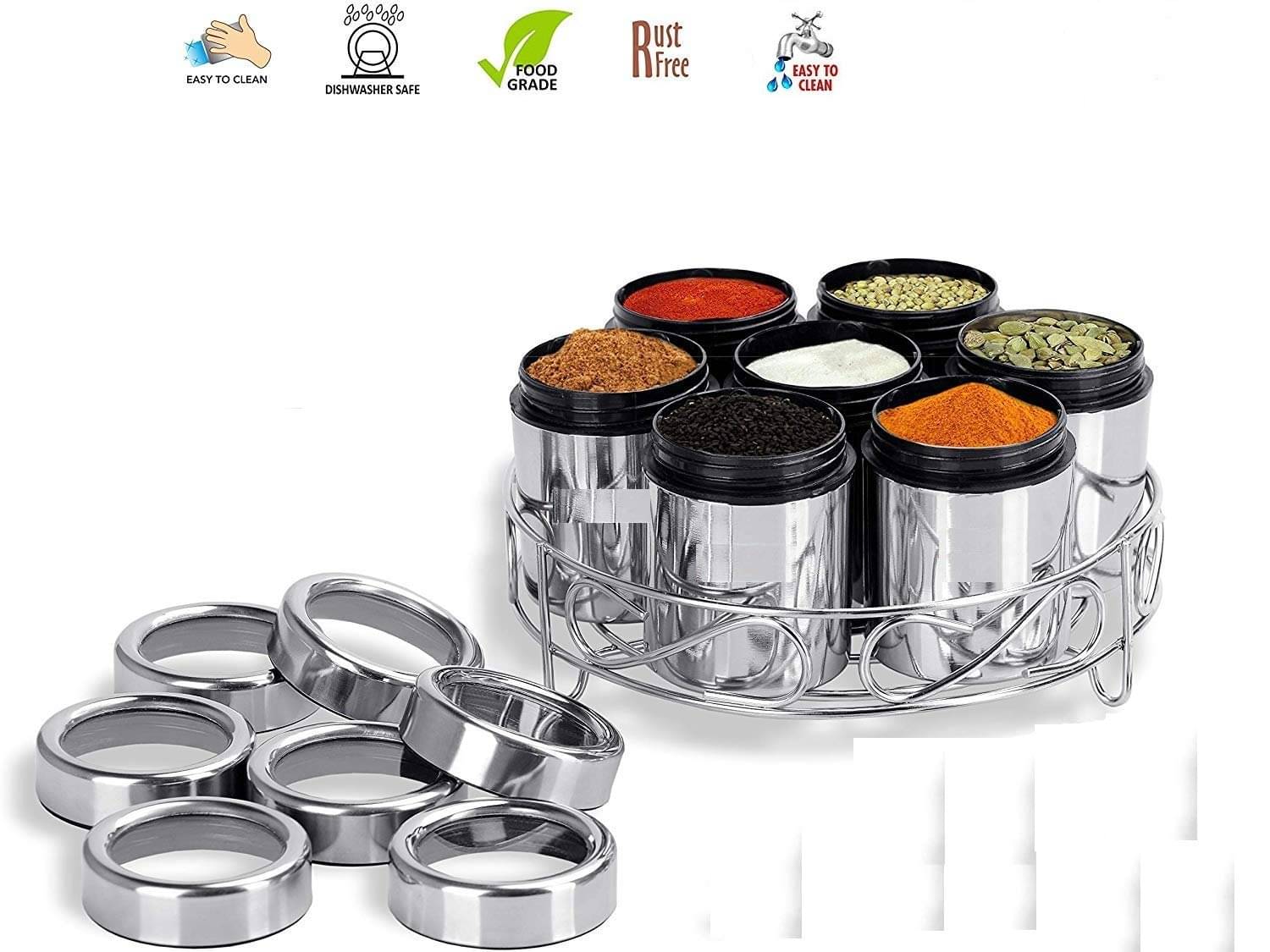     			Dynore Steel Spice Container Set of 7 300 mL