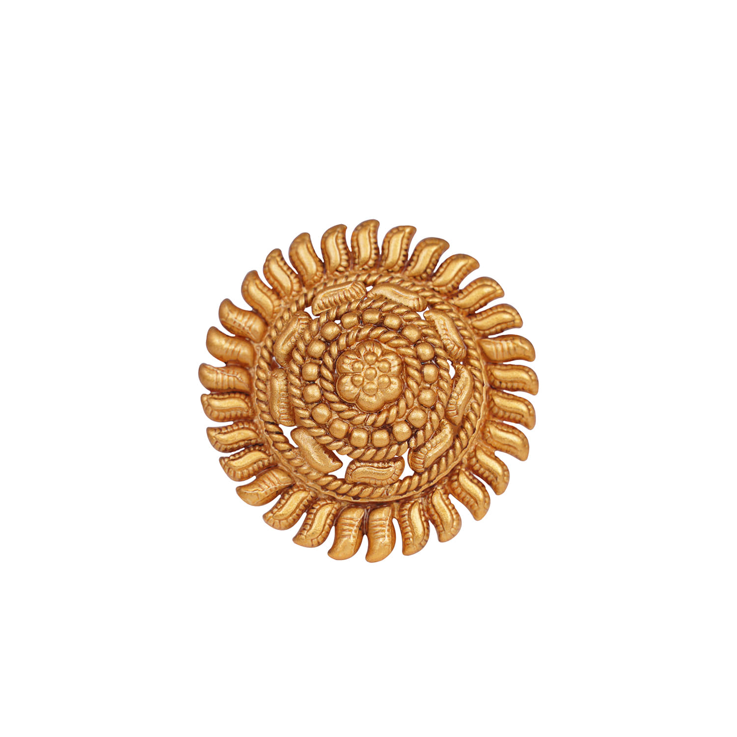 Latest Matte Gold Plated Floral Finger Ring for Women and Girls.