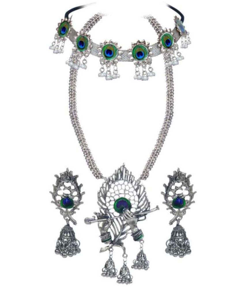 PUJVI Alloy Silver Contemporary/Fashion Necklace set Combo Choker
