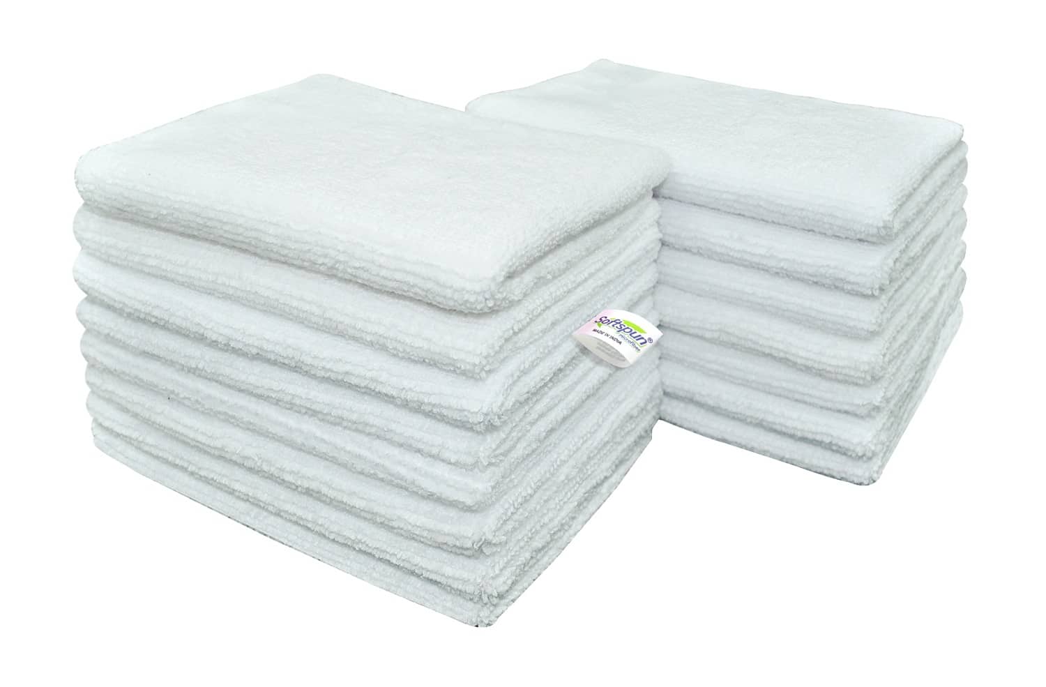 SOFTSPUN Microfiber Cloth 15pcs - Small - 20x30cms - 340 GSM White. Thick Lint & Streak-Free Multipurpose Cloths - Automotive Microfibre Towels for Kitchen Cleaning Polishing Washing & Detailing