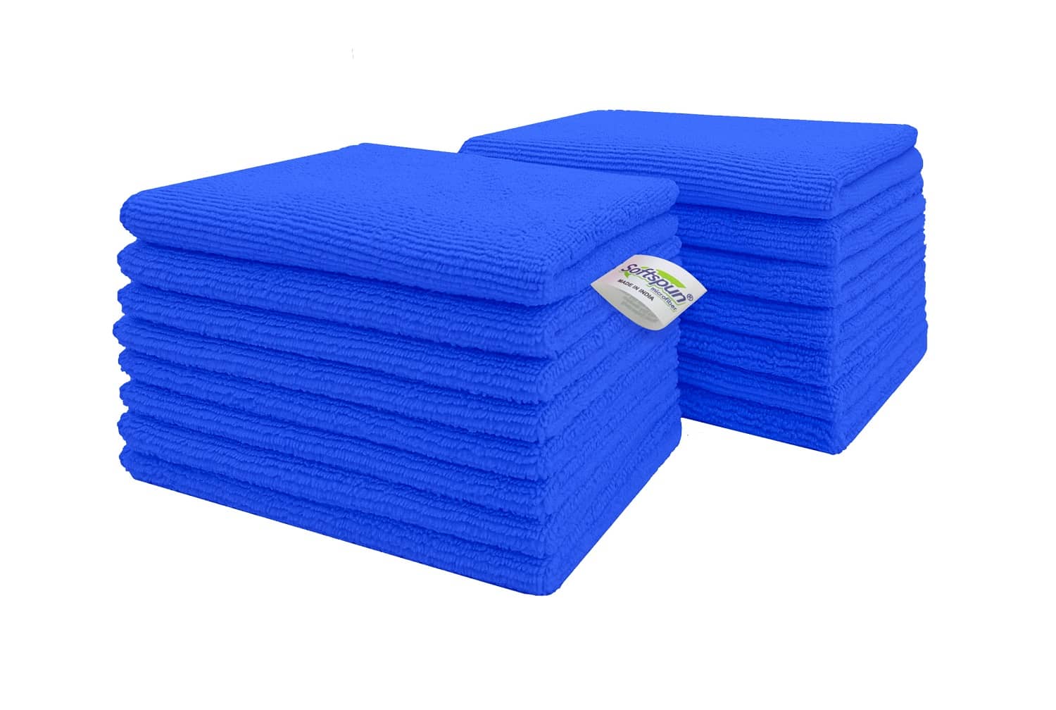 SOFTSPUN Microfiber Cloth 15pcs - Small - 20x30cms - 340 GSM BLUE. Thick Lint & Streak-Free Multipurpose Cloths - Automotive Microfibre Towels for Kitchen Cleaning Polishing Washing & Detailing