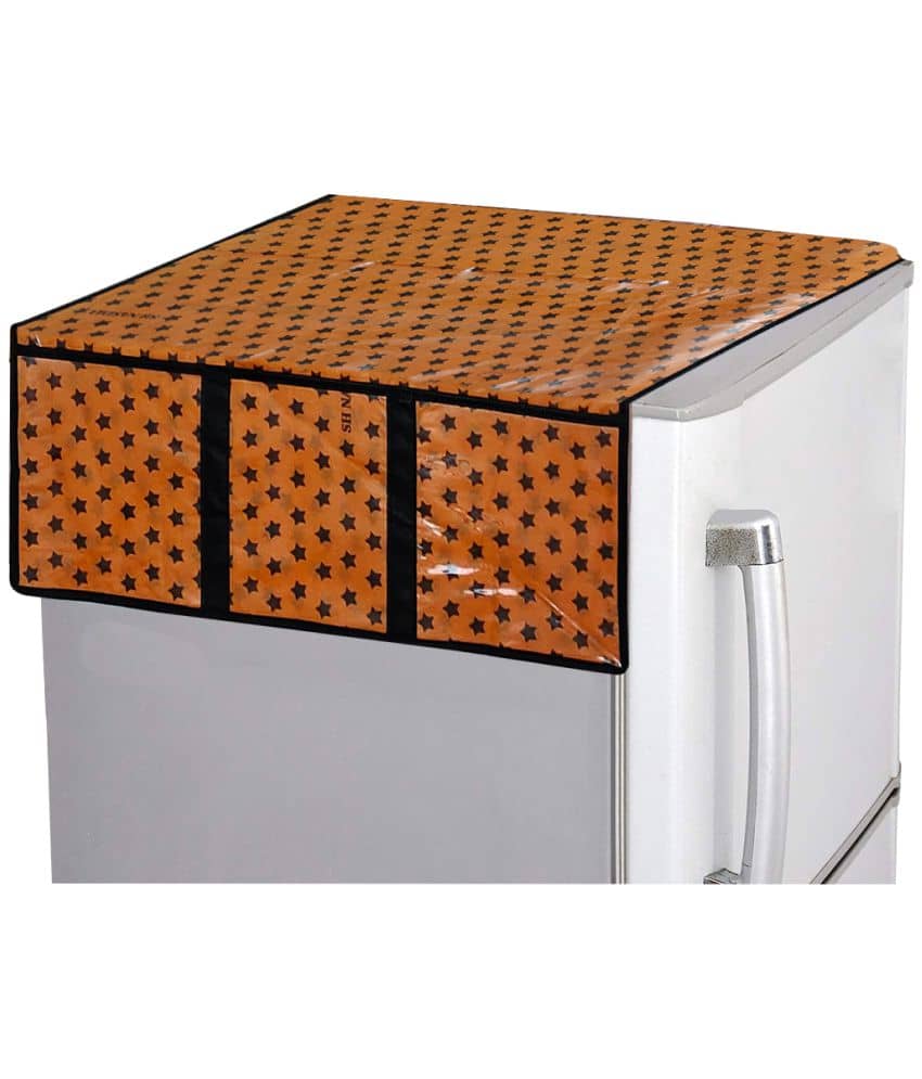 Waterproof Refrigerator Fridge Top Cover with 6 Utility Pockets Star Print