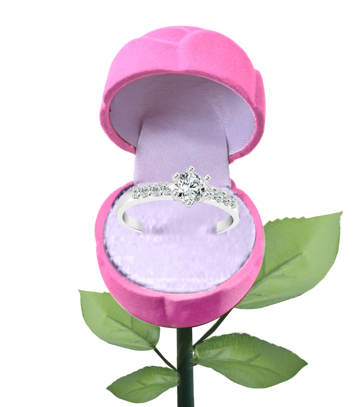     			Vighnaharta Engage Solitaire CZ Rhodium Plated Alloy Ring with PROSE Ring Box for Women and Girls - [VFJ1225ROSE-PINK8]