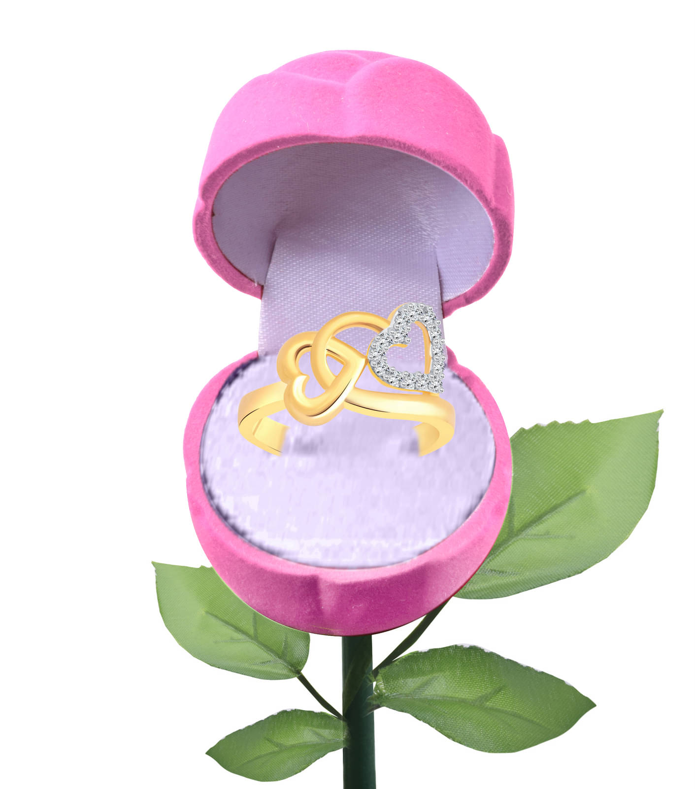     			Vighnaharta Romantic Heart CZ Gold- Plated Alloy Ring With PROSE Ring Box for Women and Girls - [VFJ1272ROSE-PINK-G16]