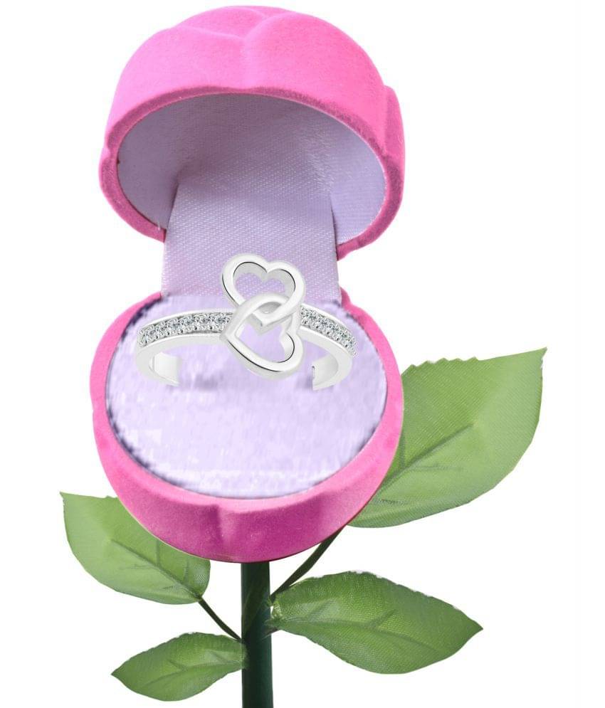     			Vighnaharta Valentine Stylish Heart CZ Rhodium Plated Alloy Ring with PROSE Ring Box for Women and Girls - [VFJ1271ROSE-PINK8]