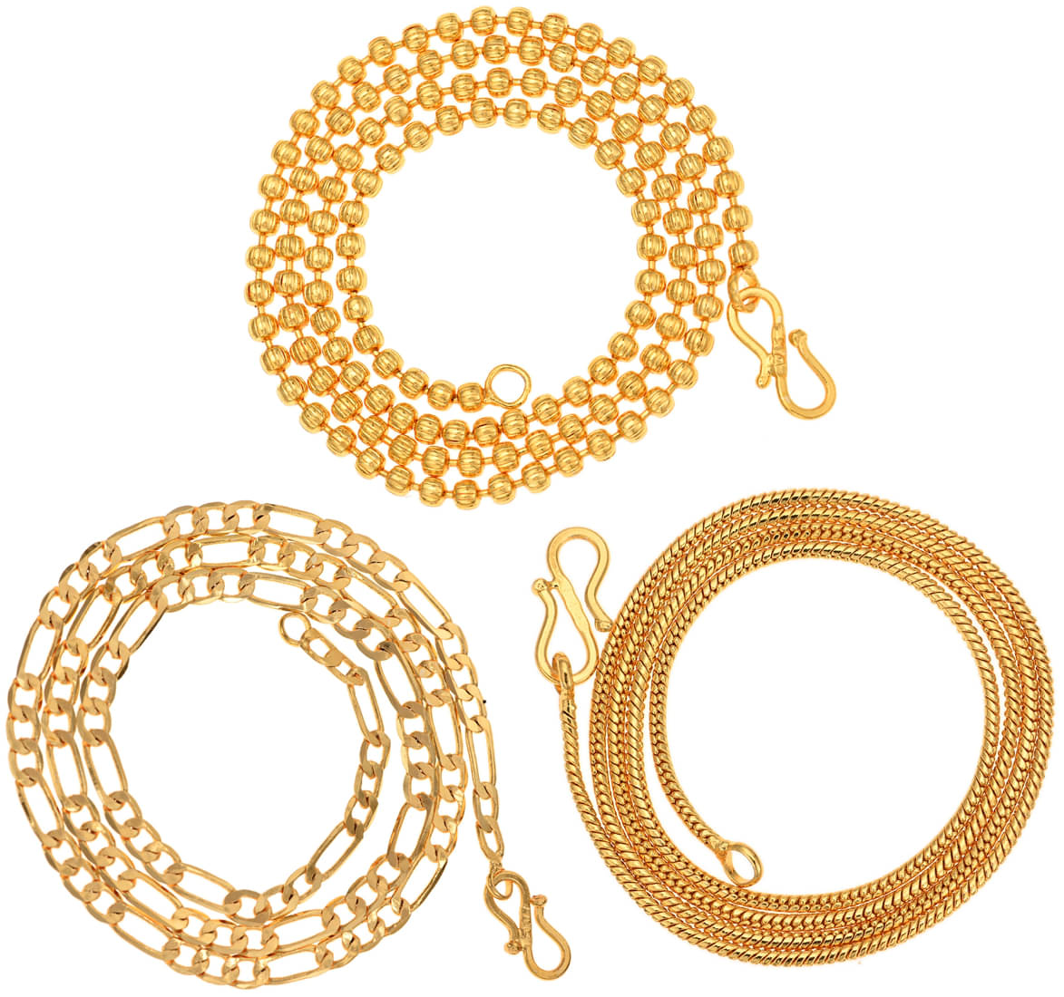     			AanyaCentric Combo of 3 Gold Plated 22inches Long Fashion Chain
