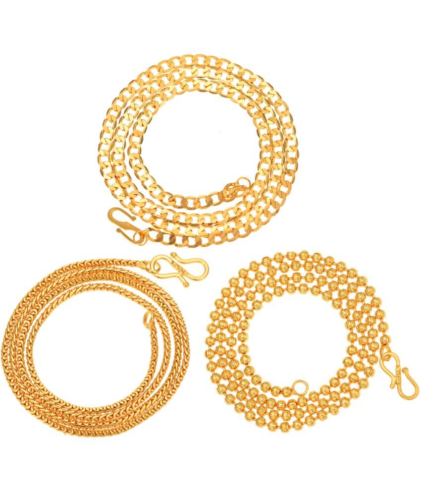 AanyaCentric Combo of 3 Gold Plated 22inches Long Fashion Chain