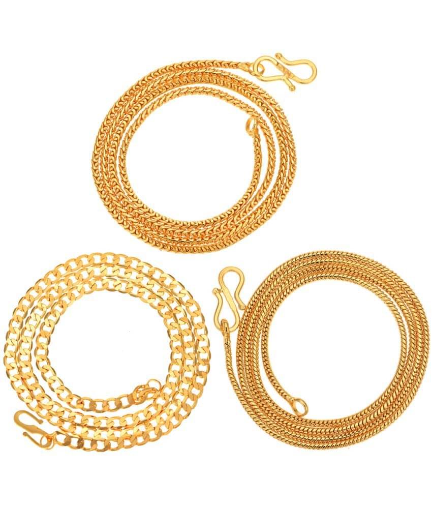     			AanyaCentric Combo of 3 Gold Plated 22inches Long Fashion Chain