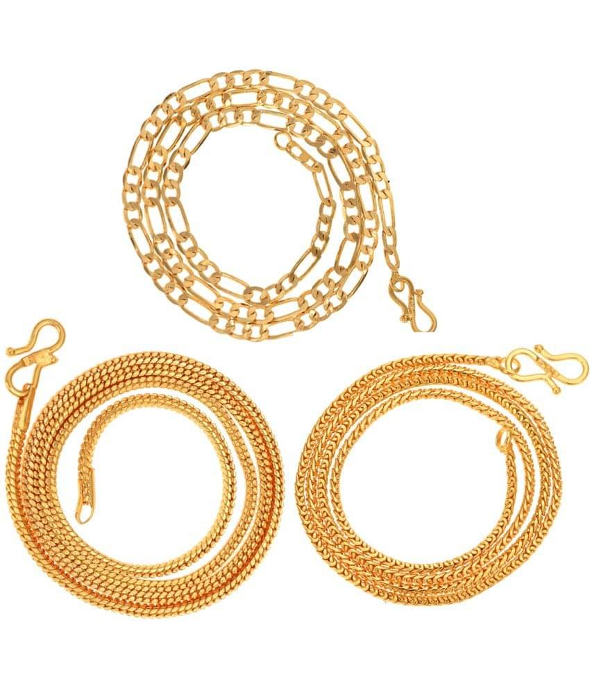     			AanyaCentric Combo of 3 Gold Plated 22inches Long Fashion Chain