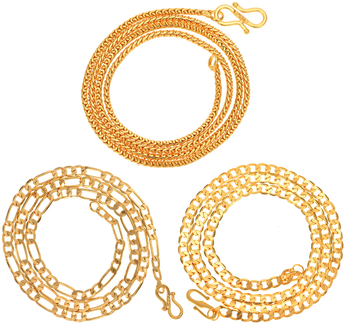 AanyaCentric Combo of 3 Gold Plated 28inches Long Fashion Chain